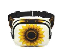 Riñonera de doble capa con diseño de girasol amarillo vintage, para hombres y mujeres, riñonera ajustable para viajes, senderismo, correr, ciclismo, festivales