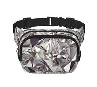 Riñonera de doble capa con estampado de diamantes abstractos con purpurina y diseño de cristal cuadrado para hombres y mujeres, Negro -, Talla única
