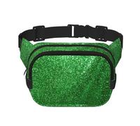 Riñonera de doble capa con estampado de lentejuelas verdes, cuadrada, riñonera de viaje para hombres y mujeres, Negro -, Talla única
