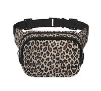 Riñonera de doble capa con estampado de leopardo con estampado de leopardo, riñonera de viaje para hombres y mujeres, color negro, talla única, NEGRO, One Size