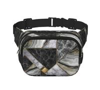 Riñonera de doble capa con estampado de mármol negro y textura dorada, riñonera de viaje moderna para hombres y mujeres, color negro, talla única, Negro, One Size