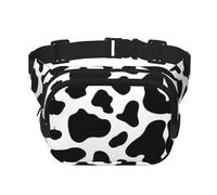 Riñonera de doble capa con estampado de puntos de vaca, riñonera de viaje moderna para hombres y mujeres, color negro, talla única, Negro, One Size