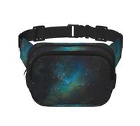 Riñonera de doble capa con estampado verde galaxia y cintura cuadrada para hombres y mujeres, Negro -, Talla única