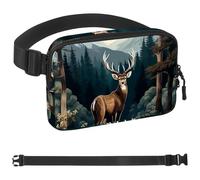 Riñonera de estilo unisex Forest Deer in the Mountains-1833: riñoneras de moda, bolsas cruzadas deportivas delgadas a la moda para correr, senderismo, senderismo, mujer, hombre, multicolor, 1.5 x 9.0