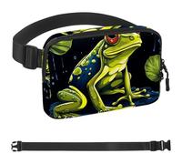 Riñonera de estilo unisex Frog in the Rain-1626: riñoneras de moda, bolsas cruzadas deportivas delgadas a la moda para correr, senderismo, senderismo, mujer, hombre, multicolor, 1.5 x 9.0 x 5.9