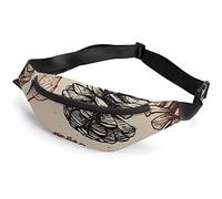 Riñonera de flecha dibujada a mano, bolsa de cintura deportiva para adultos y niños para hombres y mujeres, Conos y hojas de pino, Talla única, Riñonera