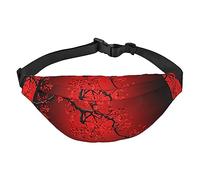 Riñonera de flor de cerezo rojo para hombres y mujeres, riñonera ajustable para viajes, caminar, correr, riñoneras, Black, Talla única, Mochila casual