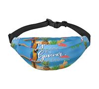 Riñonera de flores tropicales y piedra zen para hombres y mujeres, bolsa cruzada grande, con cinturones ajustables, Loro de verano Pájaro Piña, Talla única