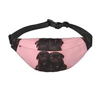 Riñonera de flores tropicales y piedra zen para hombres y mujeres, bolsa cruzada grande, con cinturones ajustables, Lindo Pug Negro, Talla única