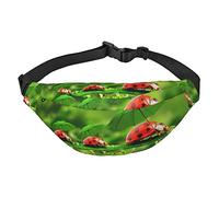Riñonera de flores tropicales y piedra zen para hombres y mujeres, bolsa cruzada grande, con cinturones ajustables, Funny Ladybug Holding Paraguas, Talla única