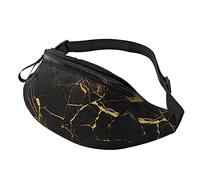 Riñonera de fondo negro y dorado para correr, senderismo, viajes, entrenamiento, pasear al perro, deportes, pesca, riñonera, Black, Talla única