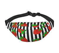 Riñonera de fresa a rayas para hombres y mujeres, cinturón ajustable, riñonera de moda rave, bolsa de viaje, Como se muestra en la imagen, Talla única, Mochila casual