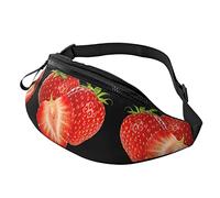 Riñonera de fresa fresca para mujeres y hombres, bolsa de cadera para viajes, yoga, gimnasio, para exteriores, entrenamiento, deporte, viajes, correr, Black, Talla única