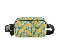 Riñonera de gran capacidad con diseño de dinosaurio con correa ajustable para viajes, gimnasio y trabajo, Hermosa acuarela exótica de mazorcas de maíz, 1 Size