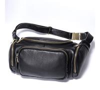 Riñonera de Gran Capacidad de Cuero for Hombre, Bolso Informal Multifuncional for teléfono móvil, Bolso de Pecho de Cuero, Bandolera Retro(Blue,White)