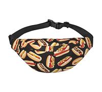 Riñonera de gran tamaño con estampado de girasol, bolsa cruzada de cintura con ajuste libre, 3 bolsillos elásticos con cremallera para hombres y mujeres, correr, viajes, Fun Food Hot Dogs, Talla