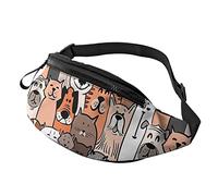 Riñonera de hojas de otoño para hombres y mujeres, cinturón ajustable, riñonera a la moda para correr al aire libre, entrenamiento, viajes, senderismo, Doodle Dogs Gatos, Talla única, Maletín
