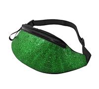 Riñonera de lentejuelas verdes brillantes para correr, senderismo, viajes, entrenamiento, pasear al perro, deportes, pesca, riñonera, Black, Talla única