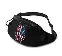 Riñonera de Lobo con Bandera Americana de Acuarela para Mujeres y Hombres, riñonera de Moda con cinturón Ajustable para Viajes al Aire Libre, Deportes, Ciclismo, Correr