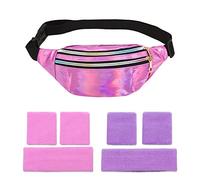 Riñonera de los años 80, cinta para la cabeza, neón, años 80, 90, accesorios para mujer, con pulseras y diadema, resistente al agua, para fiestas retro, temáticas de carnaval, Multicolor,1 unidad