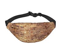 Riñonera de madera con diseño de huevo de Pascua para hombres y mujeres, bolsa cruzada grande, con cinturones ajustables, Fondo de pared de ladrillo industrial, Talla única