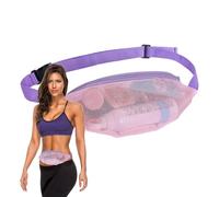 Riñonera de malla para playa, riñonera ajustable con cremallera, ligera, multifuncional para playa, natación, vacaciones y viajes, transpirable, bolsa de malla grande para conchas marinas y, Cinta