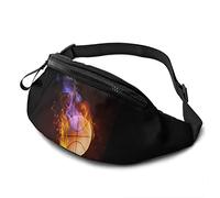 Riñonera De Marcha Baloncesto De Fuego Unisex Bolsa De Cintura Táctica Casual,con Agujero De Auriculares Riñonera Deportiva para Bici Marcha Senderismo 14X35Cm