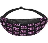 Riñonera De Marcha Casual Bolso De Cintura A La Mierda El Lazo Rosa contra El Cáncer De Mama Ajustable Riñoneras Mujer para Marcha Viajes Entrenamiento 14X35Cm