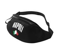 Riñonera De Marcha con Agujero De Auriculares Bolso De Cintura Nápoles, Italia, Bandera Italiana Unisex Riñoneras De Cintura para Viajar Viajes Senderismo 14X35Cm