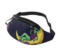 Riñonera De Marcha con Agujero De Auriculares Bolsos De Gimnasio Cielo Lunar Alienígena Divertido Moda Riñoneras Viaje para Bici Senderismo Viajar 14X35Cm