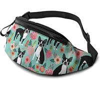 Riñonera De Marcha Corgi con Flores Flores Unisex Bolso De Cintura Casual,Ajustable Riñonera Running para Bici Senderismo Viajar 14X35Cm