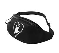 Riñonera De Marcha Ligera Bolsos De Gimnasio ASL (Lenguaje De Señas Americano) Te Amo Casual Riñoneras Viaje para Viajar Correr Ciclismo 14X35Cm