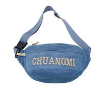 Riñonera de moda, casual, bolsa cruzada de gran capacidad, bolsa de pecho con letras para mujeres y hombres, azul claro