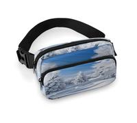 Riñonera de moda con árboles de invierno cubiertos de nieve, bolsa de cinturón con correa ajustable y bolsillos con cremallera, bolsas cruzadas para viajes, casual, ciclismo, correr, senderismo