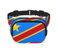 Riñonera de moda con diseño de bandera del Congo, unisex, bolsa de mensajero deportiva de viaje, color negro, talla única