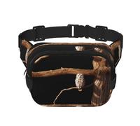 Riñonera de moda con diseño de búho en una rama, unisex, bolsa de mensajero deportiva de viaje