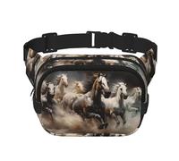 Riñonera de moda con diseño de caballos de Running of the Horses, unisex, bolsa de mensajero deportiva de viaje, color negro, talla única
