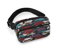 Riñonera de moda con diseño de calavera de azúcar, riñonera con correa ajustable y bolsillos con cremallera, bolsas cruzadas para viajes, ciclismo, correr, senderismo