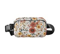 Riñonera de moda con diseño de clavel, romero y oro rosa, para mujeres, hombres y adolescentes, multiusos, Flores Dahlia Daisy Girasol Blanco, 1 size