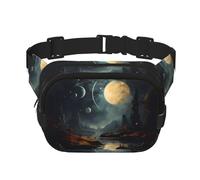 Riñonera de moda con diseño de estrellas y planetas, unisex, bolsa de mensajero deportiva de viaje