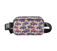 Riñonera de moda con diseño de galletas de Navidad para mujeres, hombres y adolescentes, para viajes, compras, correr, Patrón de coche Monster Truck dibujado a mano Kawaii, 1 Size