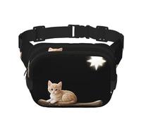 Riñonera de moda con diseño de gatito mirando las estrellas, bolsa de mensajero unisex de viaje deportiva