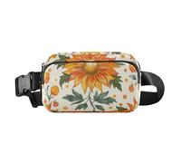 Riñonera de moda con diseño de girasol y mandarina de dibujos animados para mujeres, hombres, adolescentes, mini riñonera cruzada con correa ajustable para viajes, compras, correr