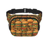 Riñonera de moda con diseño de hamburguesas de moda, unisex, bolsa de mensajero deportiva de viaje, color negro, talla única