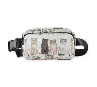Riñonera de moda con diseño de pájaro de dibujos animados, color azul marino, para mujeres y hombres, impermeable, cinturón para ir de compras, Beauty Scottish Fold Cats White, 1 size