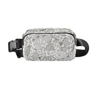 Riñonera de moda con diseño de peces de línea blanca y negra para mujeres y hombres, bolsa de pecho multiusos con correa ajustable para viajes, compras, correr, Pez de línea negra y blanca, 1 size