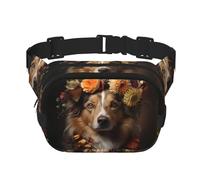 Riñonera de moda con diseño de perro niña con flores, bolsa de mensajero unisex de viaje deportiva