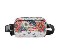 Riñonera de moda con diseño floral de estrellas y rayas para hombres y mujeres, pequeña bolsa de cinturón de viaje para ciclismo, senderismo, gimnasio, Belleza Floral Stars Stripes, 1 size