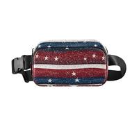 Riñonera de moda con diseño floral de estrellas y rayas para hombres y mujeres, pequeña bolsa de cinturón de viaje para ciclismo, senderismo, gimnasio, Día de la Independencia del ejército, 1 size