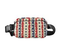 Riñonera de moda con diseño floral de estrellas y rayas para hombres y mujeres, pequeña bolsa de cinturón de viaje para ciclismo, senderismo, gimnasio, happy independence day, 1 size